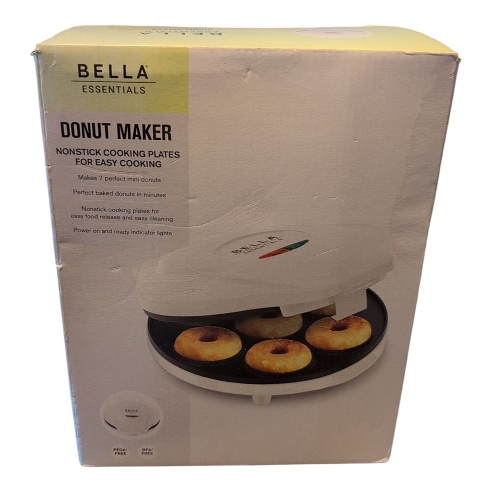 Bella Mini Donut Maker Easy Clean Nonstick Manual Can Use Cake New White